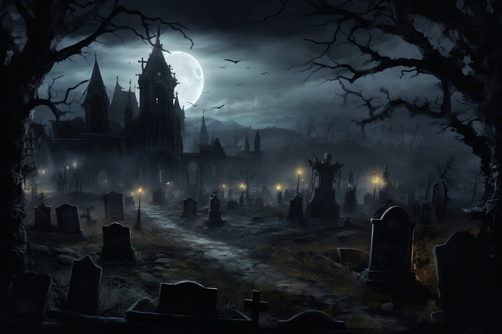 Gruseliges Spukschloss Halloween Fotokulisse RR7-29