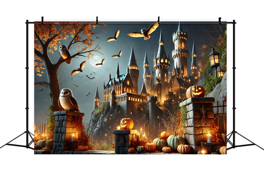 Halloween-Kürbislaternen Verwunschenes Schloss Hintergrund RR7-300