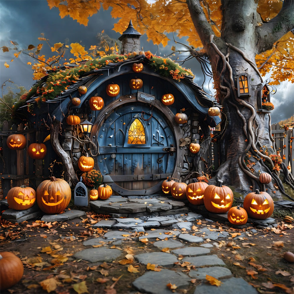 Halloween-Kürbis-Höhle mit verzauberter Tür RR7-321
