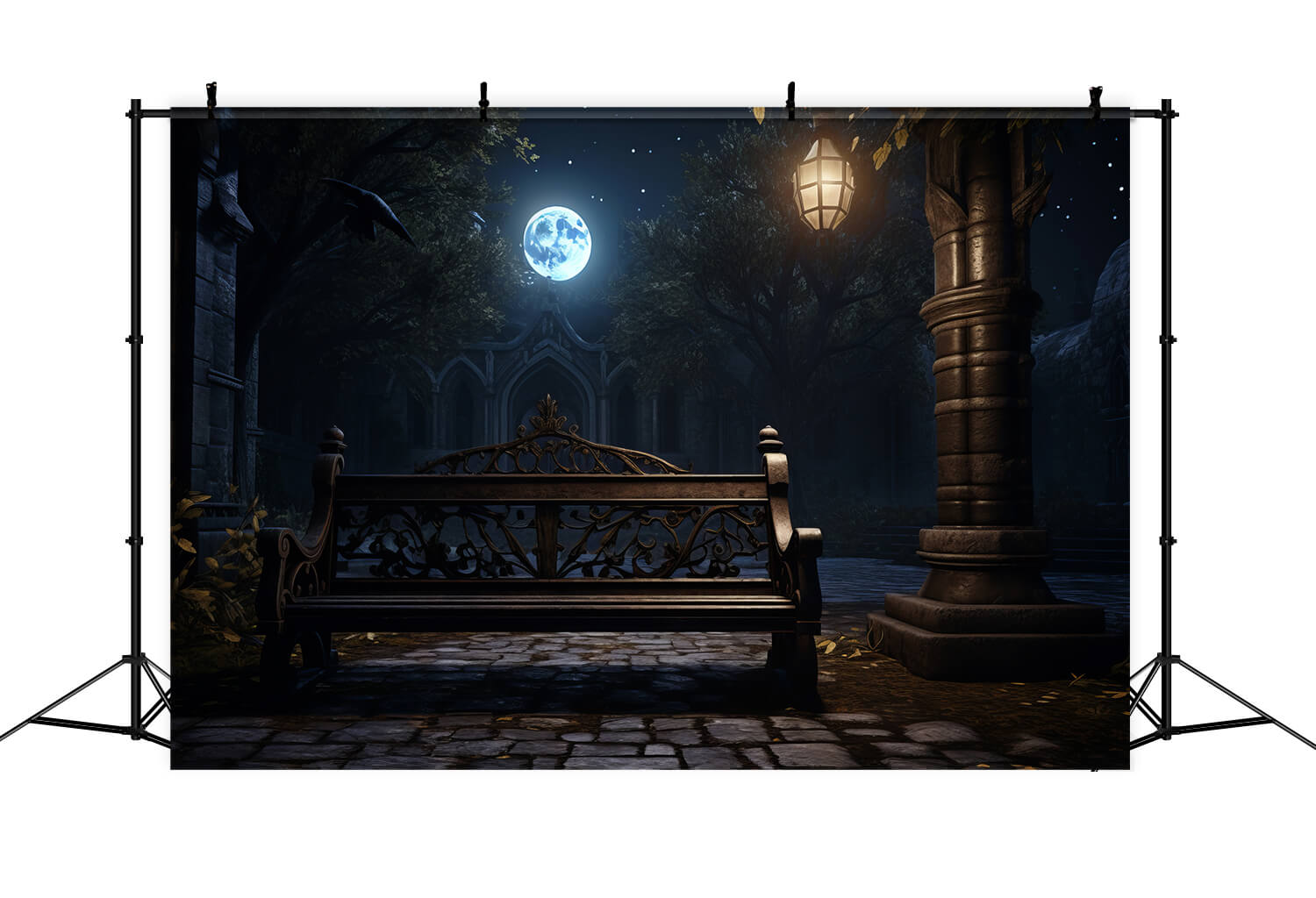 Halloween Nacht Mondlicht Fotohintergrund RR7-33