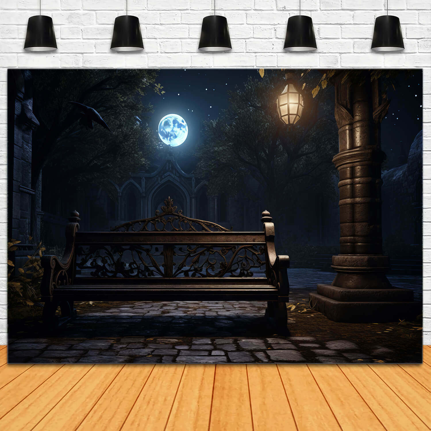 Halloween Nacht Mondlicht Fotohintergrund RR7-33