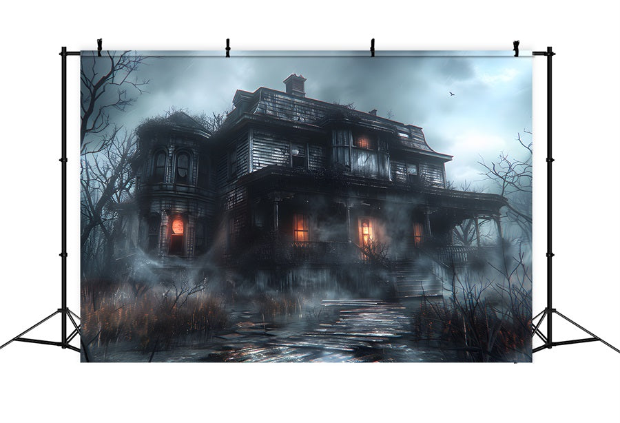 Halloween Haunted Mansion in the Mist Hintergrund RR7-334