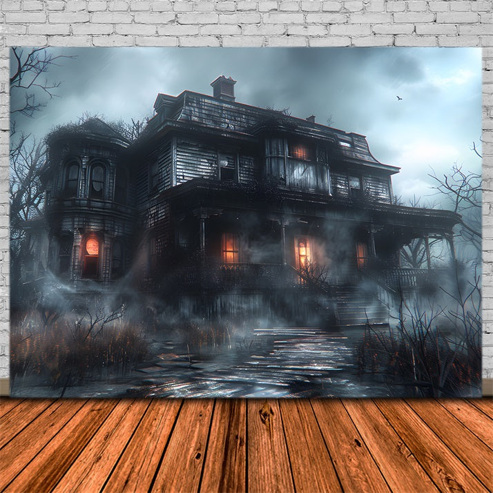 Halloween Haunted Mansion in the Mist Hintergrund RR7-334