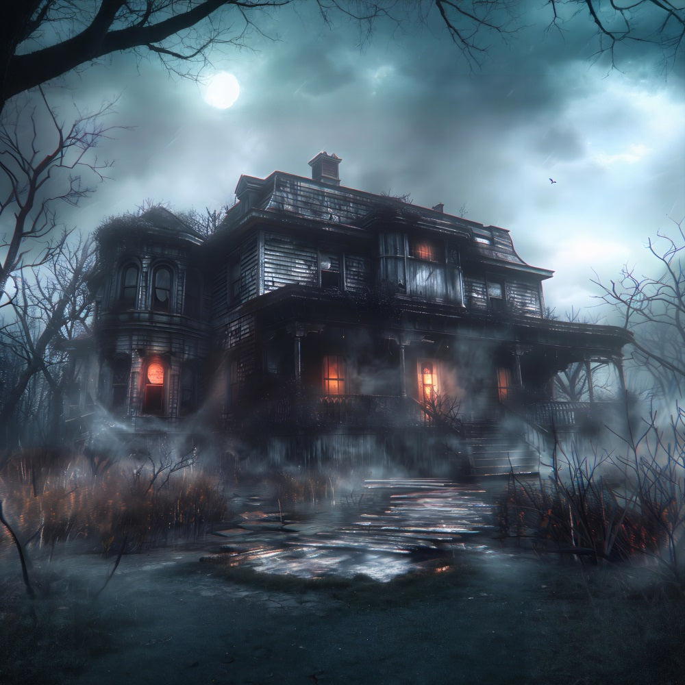 Halloween Haunted Mansion in the Mist Hintergrund RR7-334