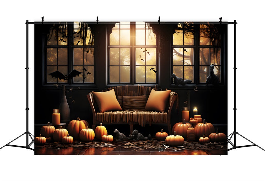 Halloween Gemütliche Kürbisdekoration mit Fensterhintergrund RR7-336