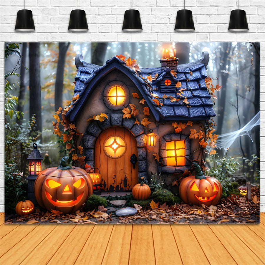 Halloween Verwunschenes Landhaus mit Kürbislaternen RR7-340