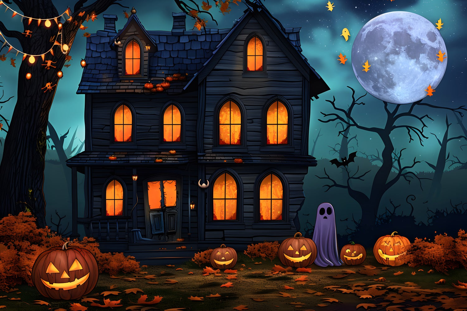 Halloween Geisterhaus mit Geisterlaternen RR7-350