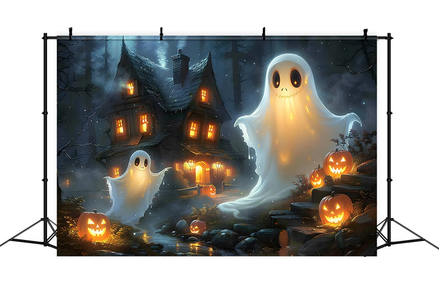 Halloween Gespenster-Kürbisfeld-Hintergrund RR7-367