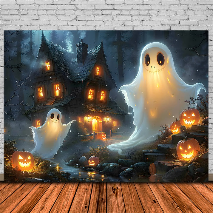 Halloween Gespenster-Kürbisfeld-Hintergrund RR7-367