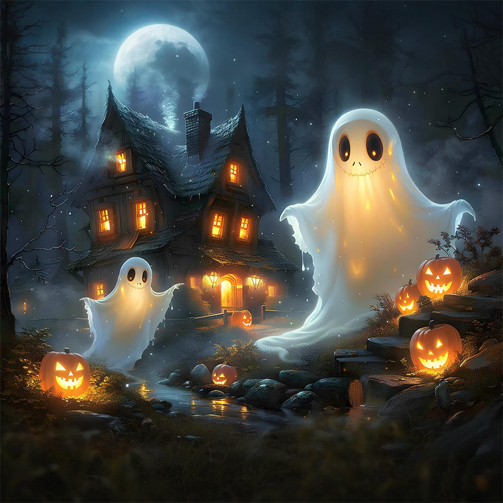 Halloween Gespenster-Kürbisfeld-Hintergrund RR7-367