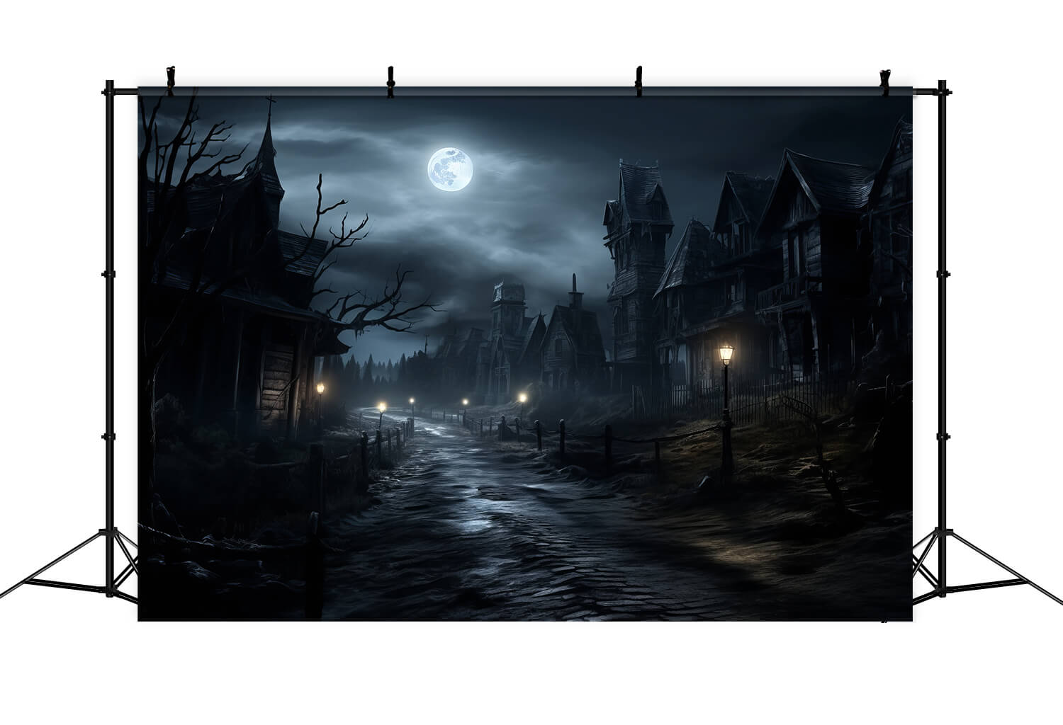 Gespenstische Halloween Mondlicht Nacht Lampen Hintergrund RR7-37
