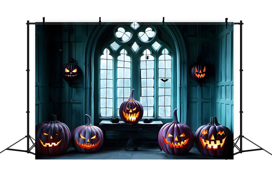Halloween Gothic Fenster mit Jack-o'-Lanterns Hintergrund RR7-374
