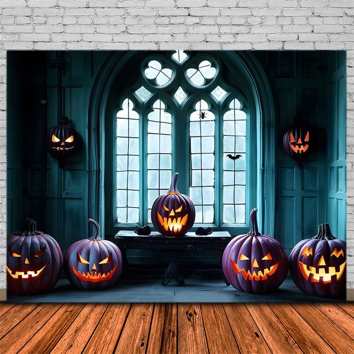 Halloween Gothic Fenster mit Jack-o'-Lanterns Hintergrund RR7-374