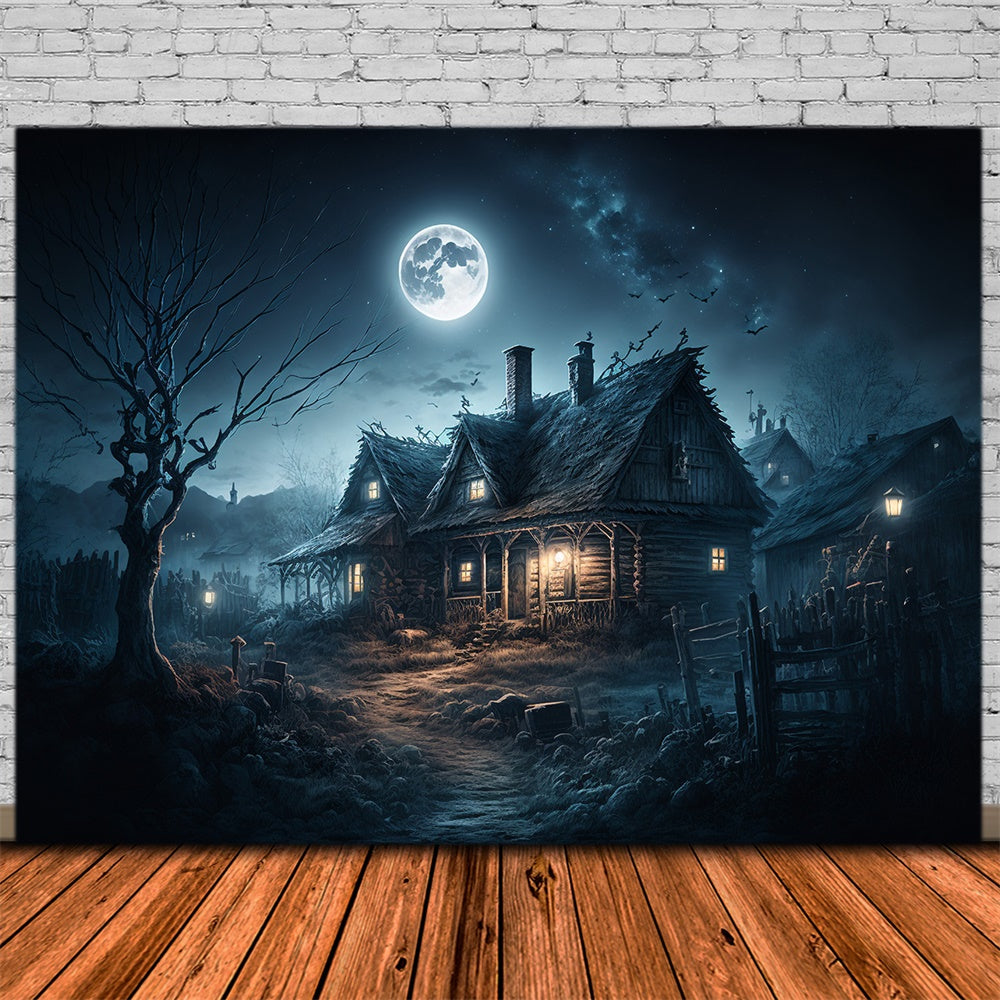 Halloween Spukhaus Mondnacht Backdrop RR7-422
