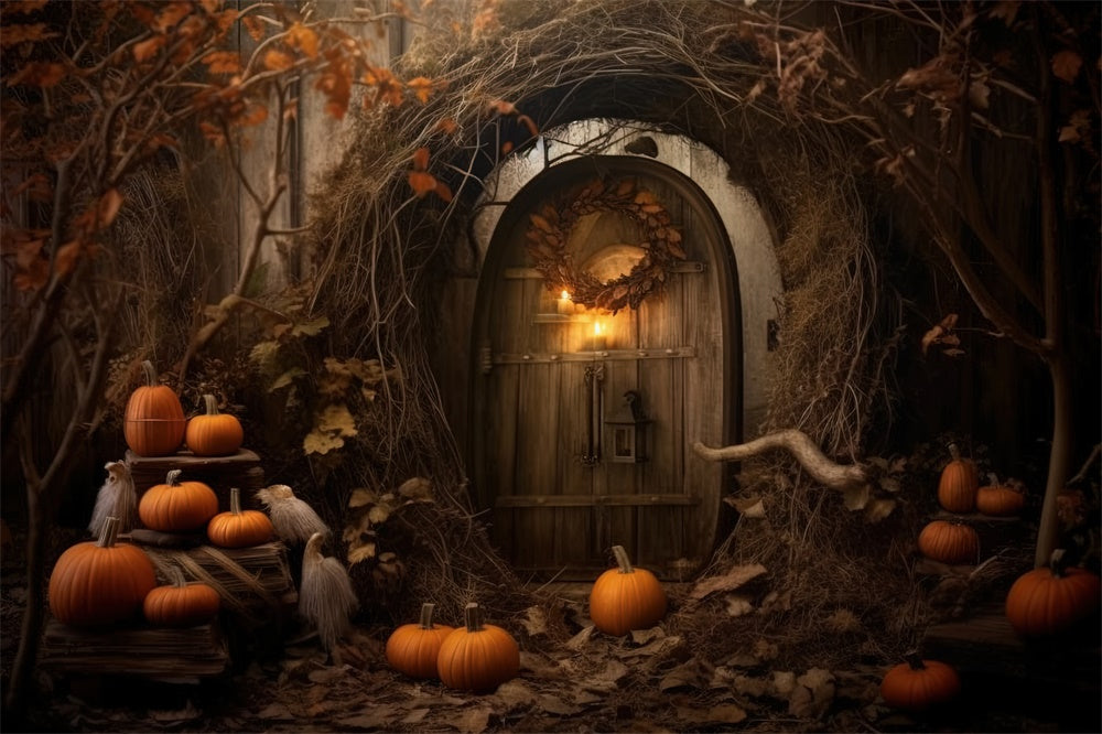 Halloween Verlassene Hütte Kürbisse Backdrop RR7-424