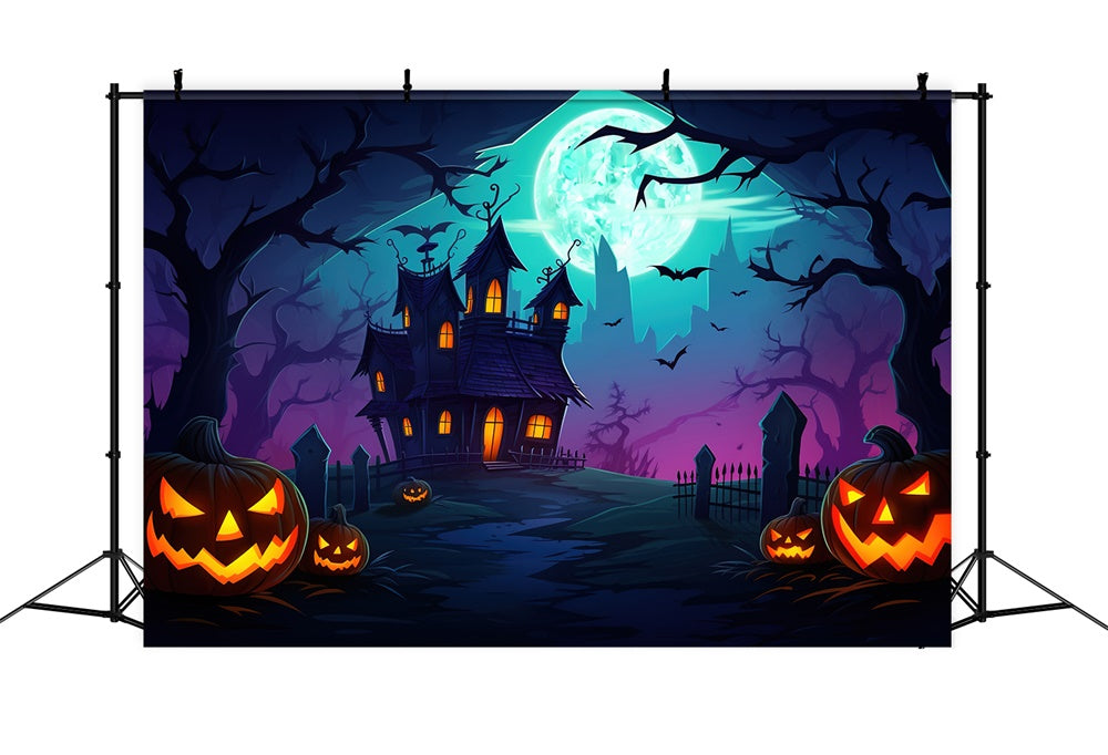 Halloween Mondnacht-Hexenhaus-Grab-Kulisse RR7-432