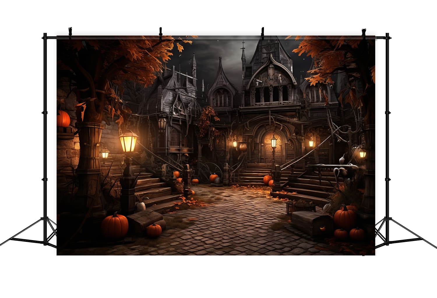 Halloween Verlassenes Gebäude Kürbis Fotokulisse RR7-45