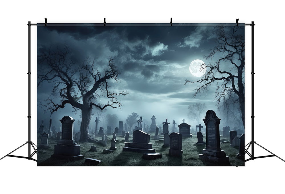 Gespenstische Halloween Friedhof Vollmond Kulisse RR7-472