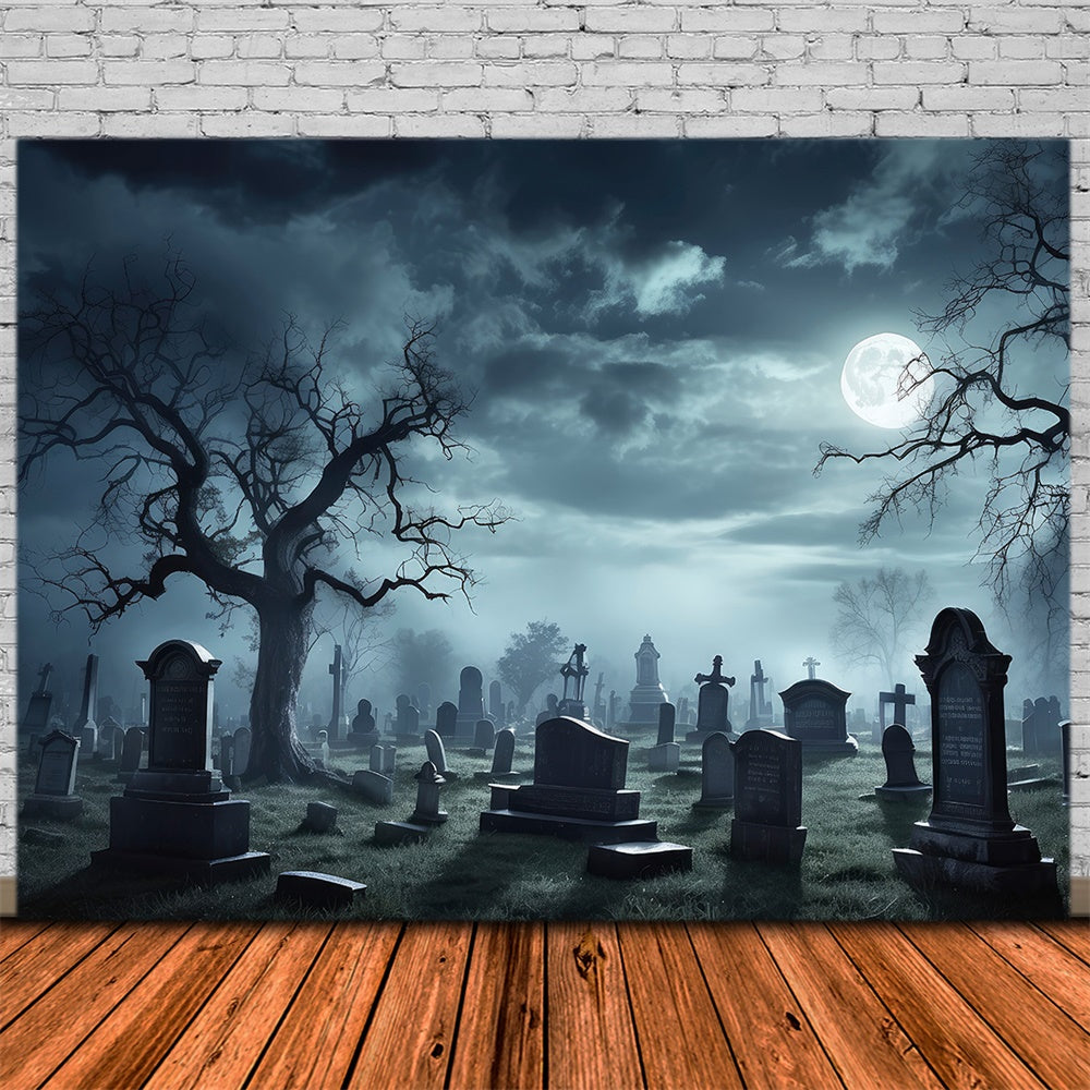 Gespenstische Halloween Friedhof Vollmond Kulisse RR7-472