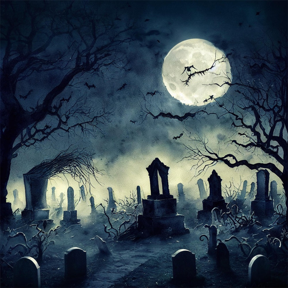 Halloween Friedhof Verdorrte Bäume Kulisse RR7-495