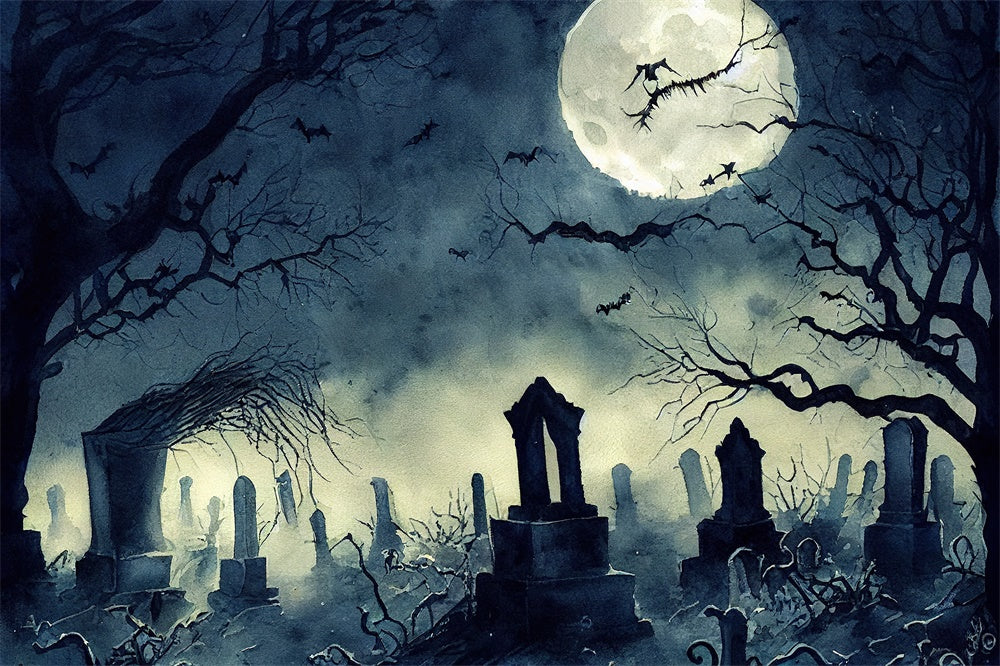 Halloween Friedhof Verdorrte Bäume Kulisse RR7-495