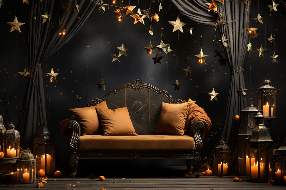 Dunkles Zimmer Sofa Kerzen Halloween Backdrop RR7-511
