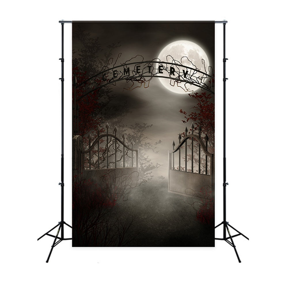 Nebeliger Friedhof Halloween Mondnacht Backdrop RR7-515