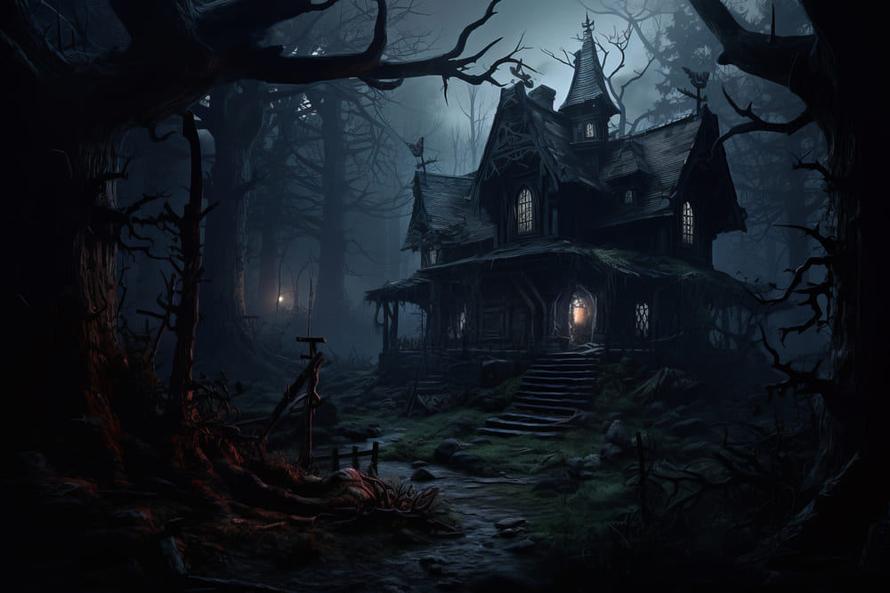 Horror Halloween Wald Spukhaus Kulisse RR7-55