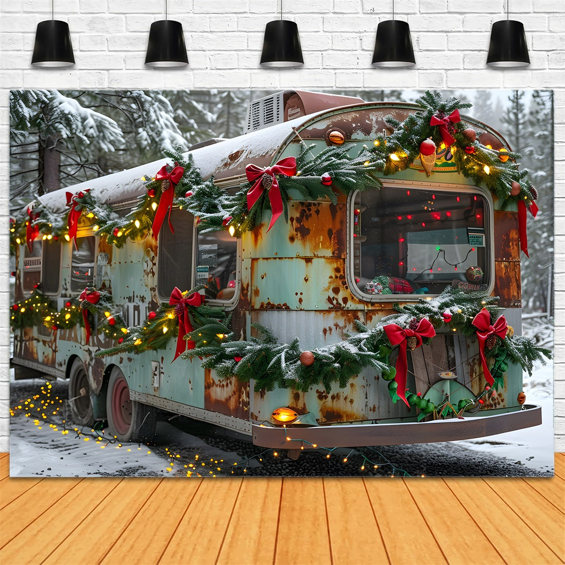 Rustikale Weihnachts Anhänger Wunderland Hintergrund RR7-582