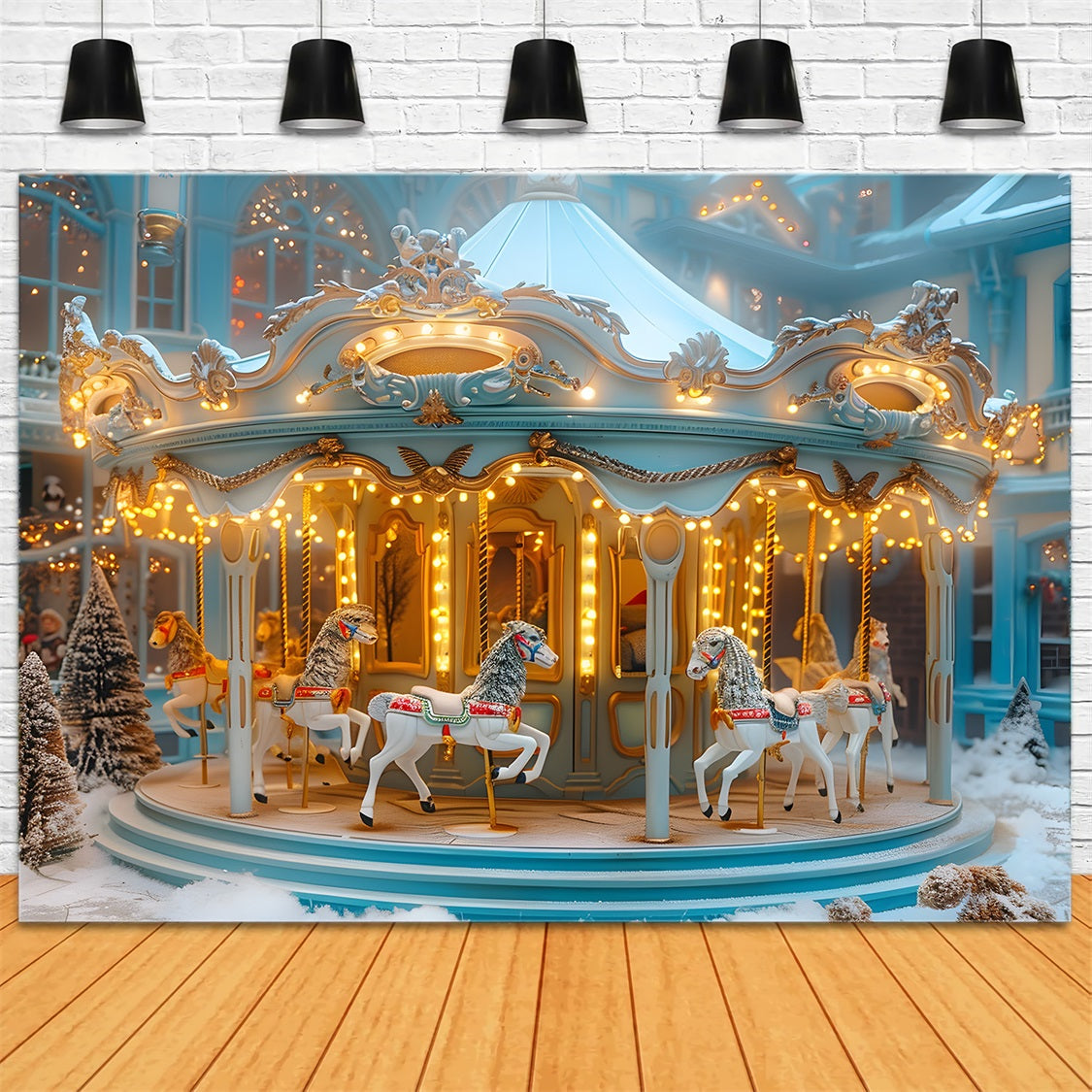 Weihnachtskarussell Winterwunderland Hintergrund RR7-649