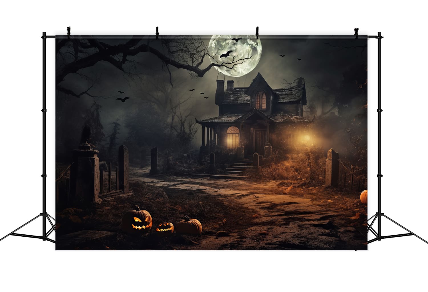 Halloween Wald mondbeschienene Nacht Fledermäuse Hintergrund RR7-65
