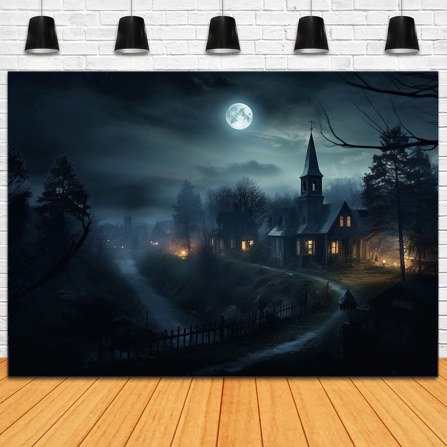 Gespenstischer Wald Geisterhaus Halloween Hintergrund RR7-71
