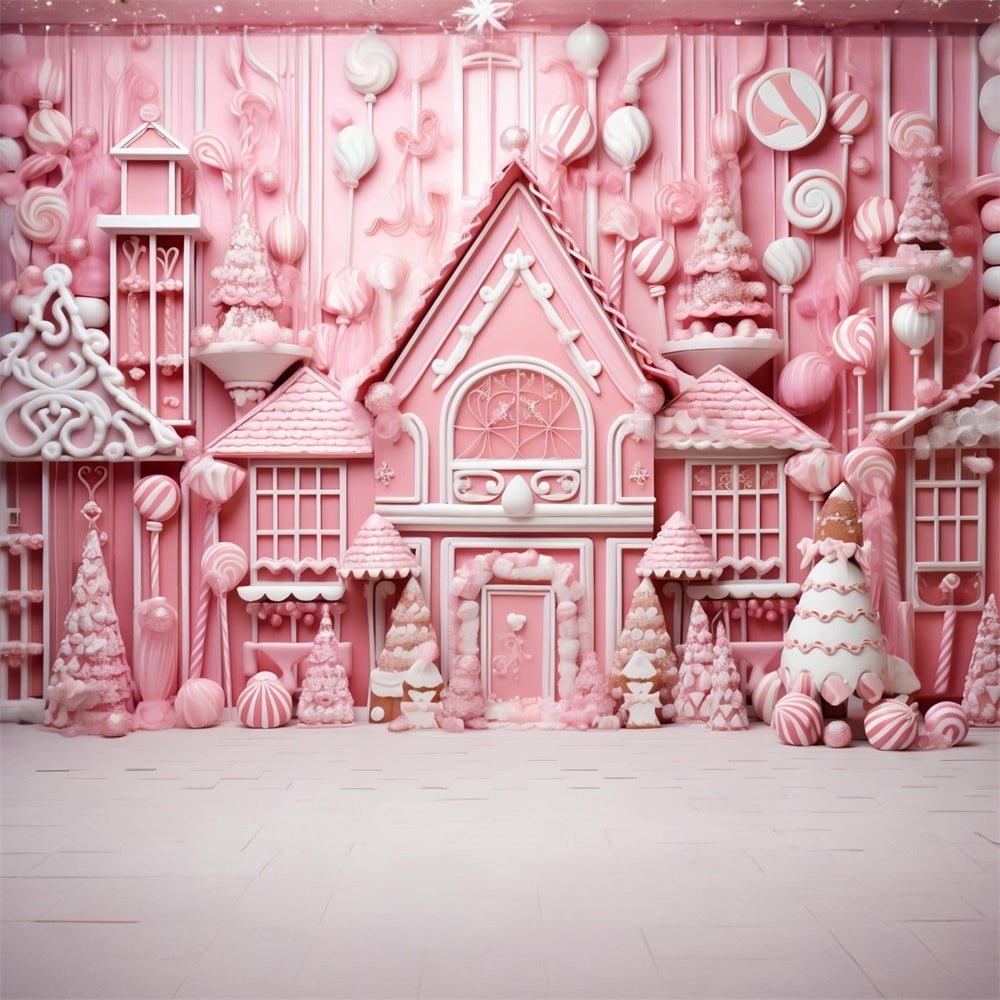 Rosa Pfefferkuchenhaus Weihnachtskulisse RR7-714