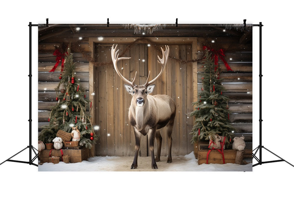 Schneeflocken Rentier Weihnachtsbaum Hintergrund RR7-719