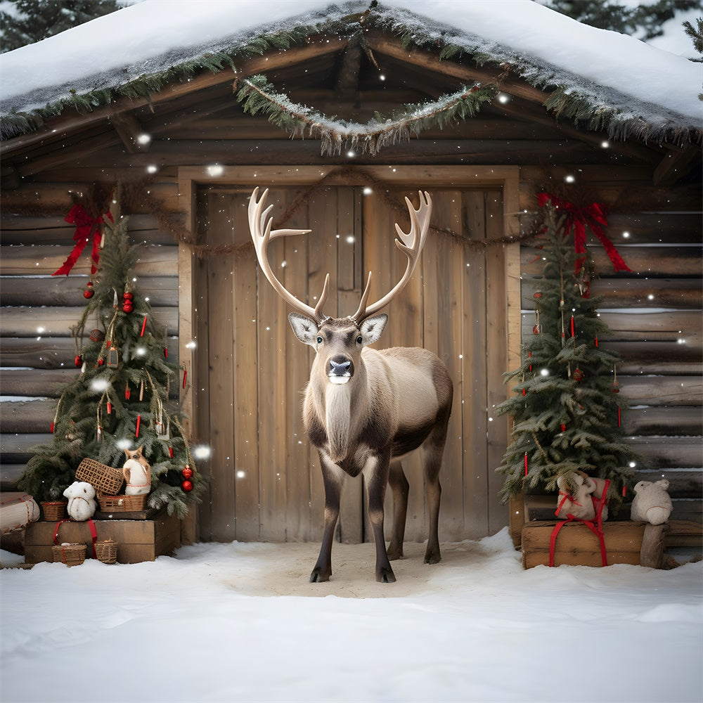 Schneeflocken Rentier Weihnachtsbaum Hintergrund RR7-719