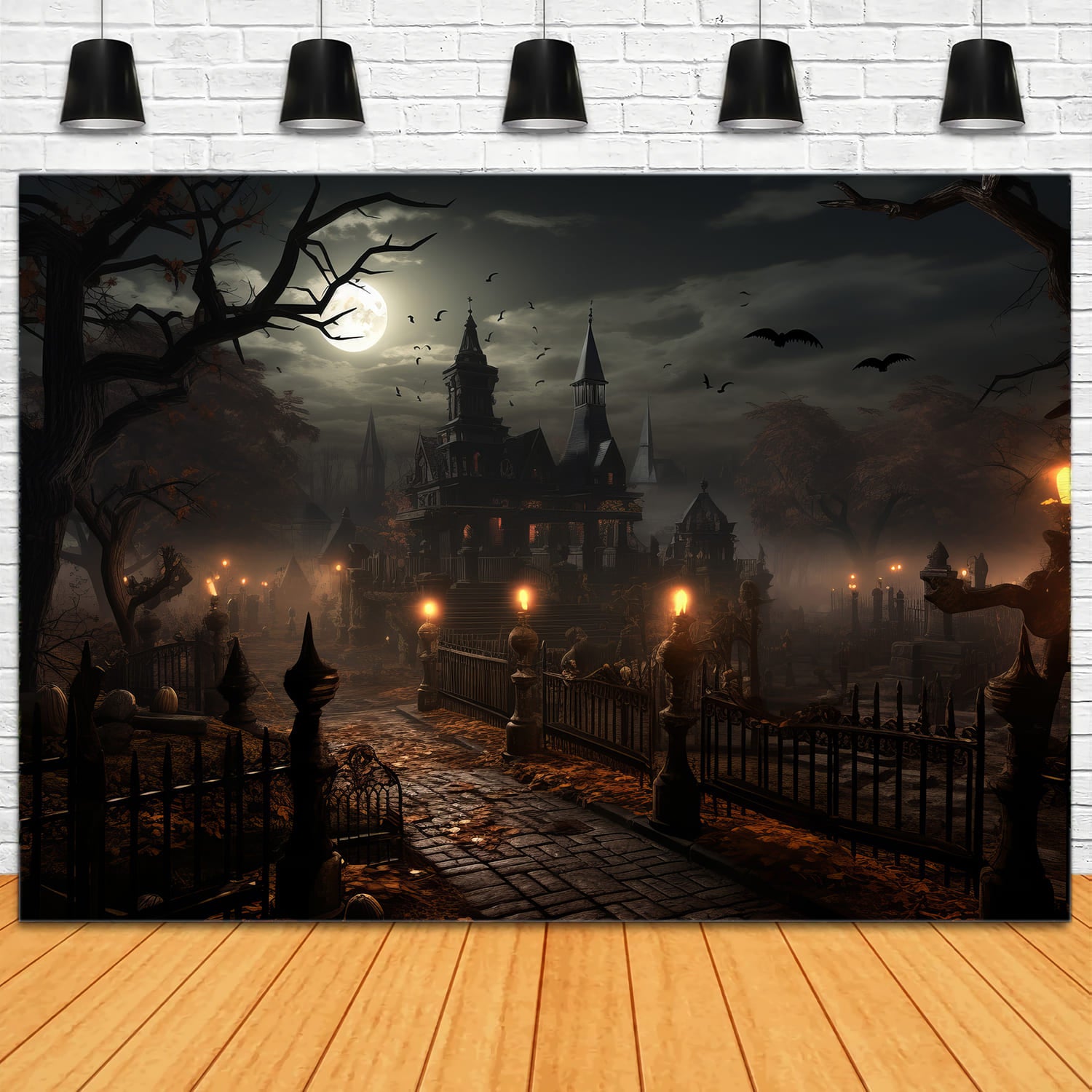 Gespenstische Halloween Nacht Geheimnisvolle Laterne Hintergrund RR7-74
