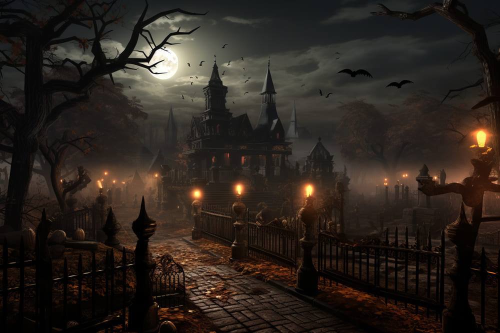 Gespenstische Halloween Nacht Geheimnisvolle Laterne Hintergrund RR7-74