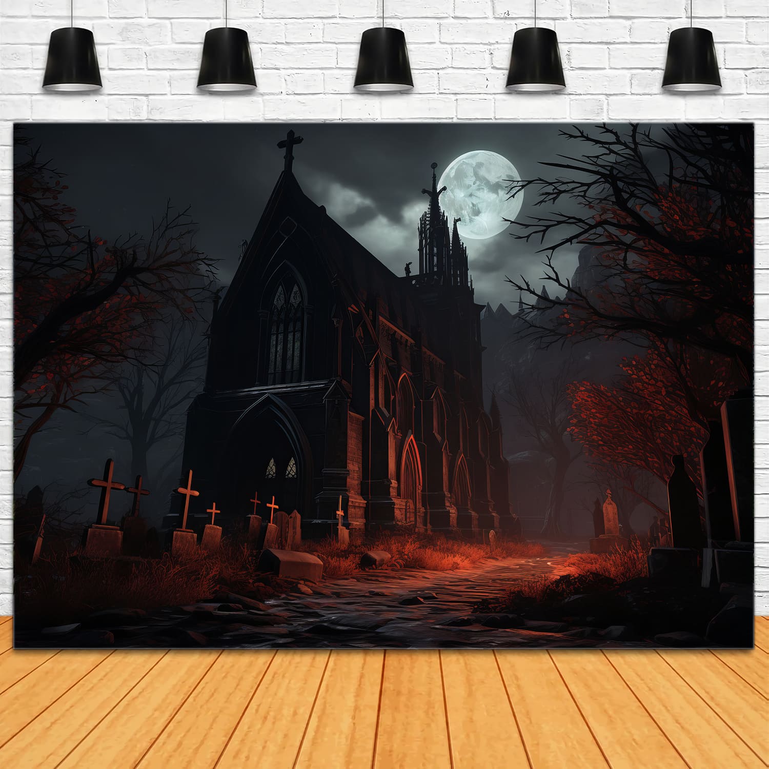 Gotisches Schloss Vollmond Halloween Hintergrund RR7-75