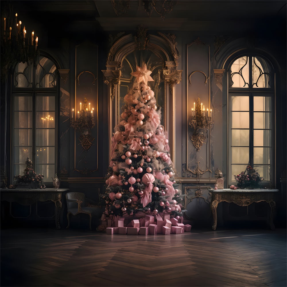 Rosa Weihnachtsbaum Wand Fenster Hintergrund RR7-849