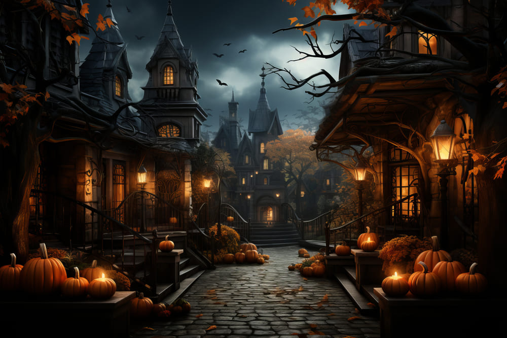 Kürbislaternen Halloween Fotohintergrund RR7-93