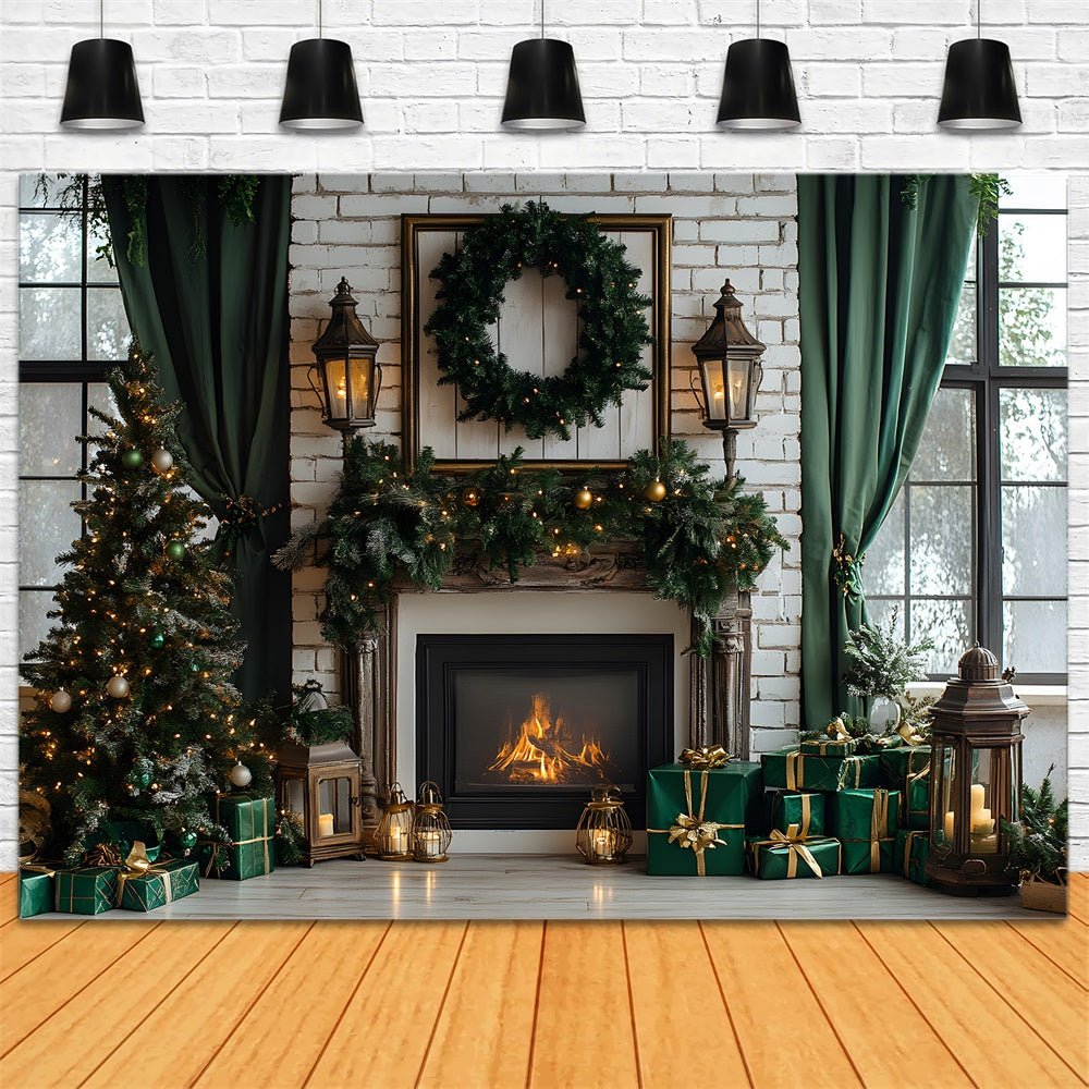 Weihnachtsbäume Kaminfenster Backdrop RR8-120