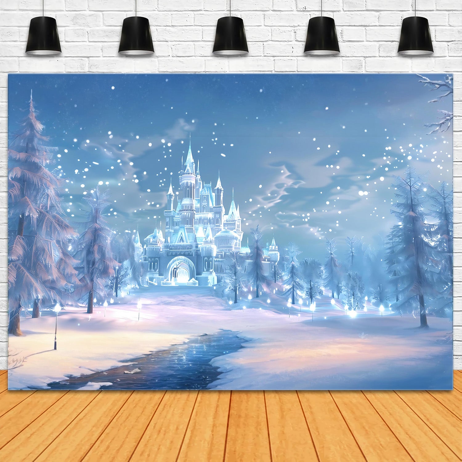Weihnachten Magisches Eisschloss im Wald Backdrop RR8-157