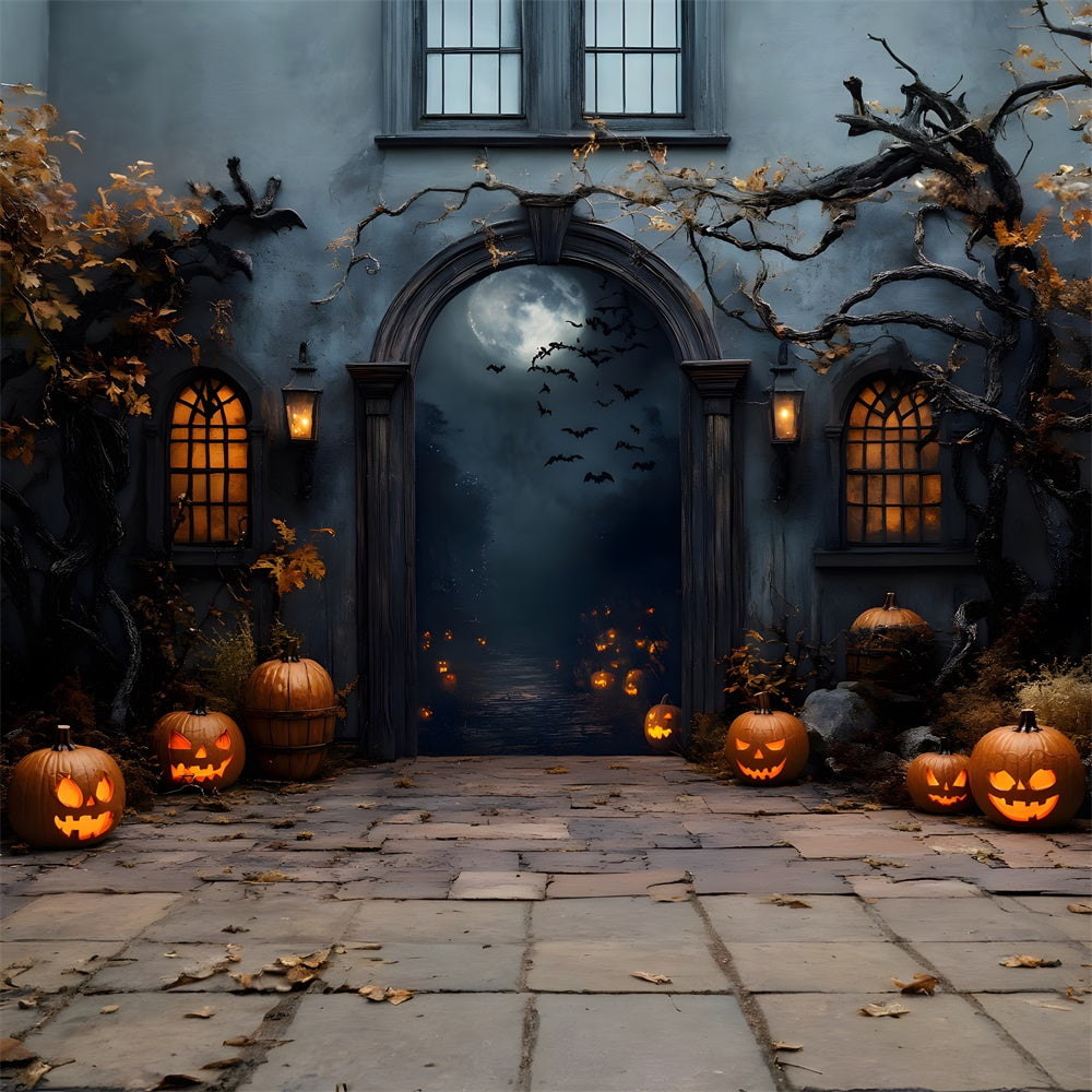 Gespenstische Halloween Nacht Friedhofstor Hintergrund RR8-373