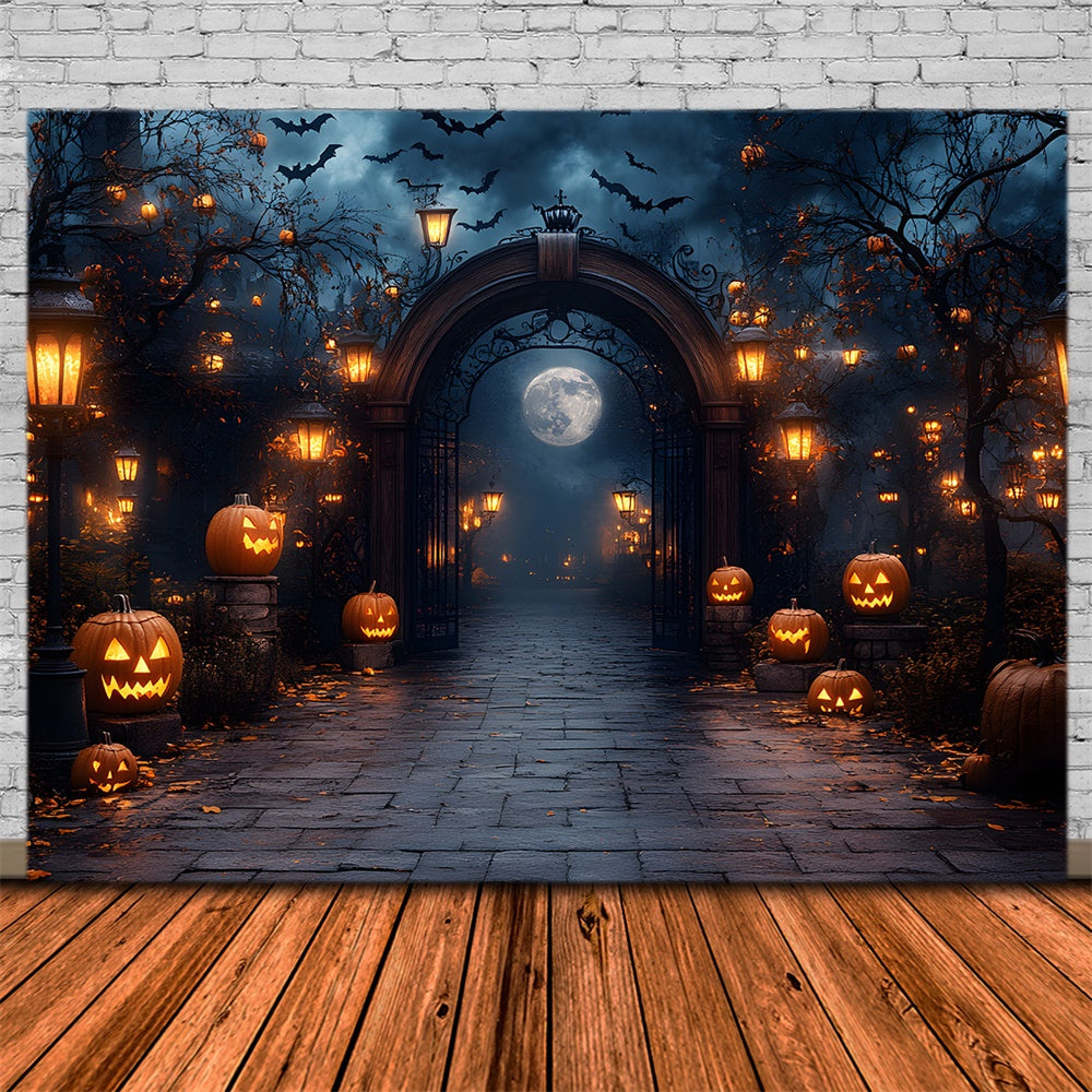 Halloween Nacht leuchtende Kürbislaternen Hintergrund RR8-379