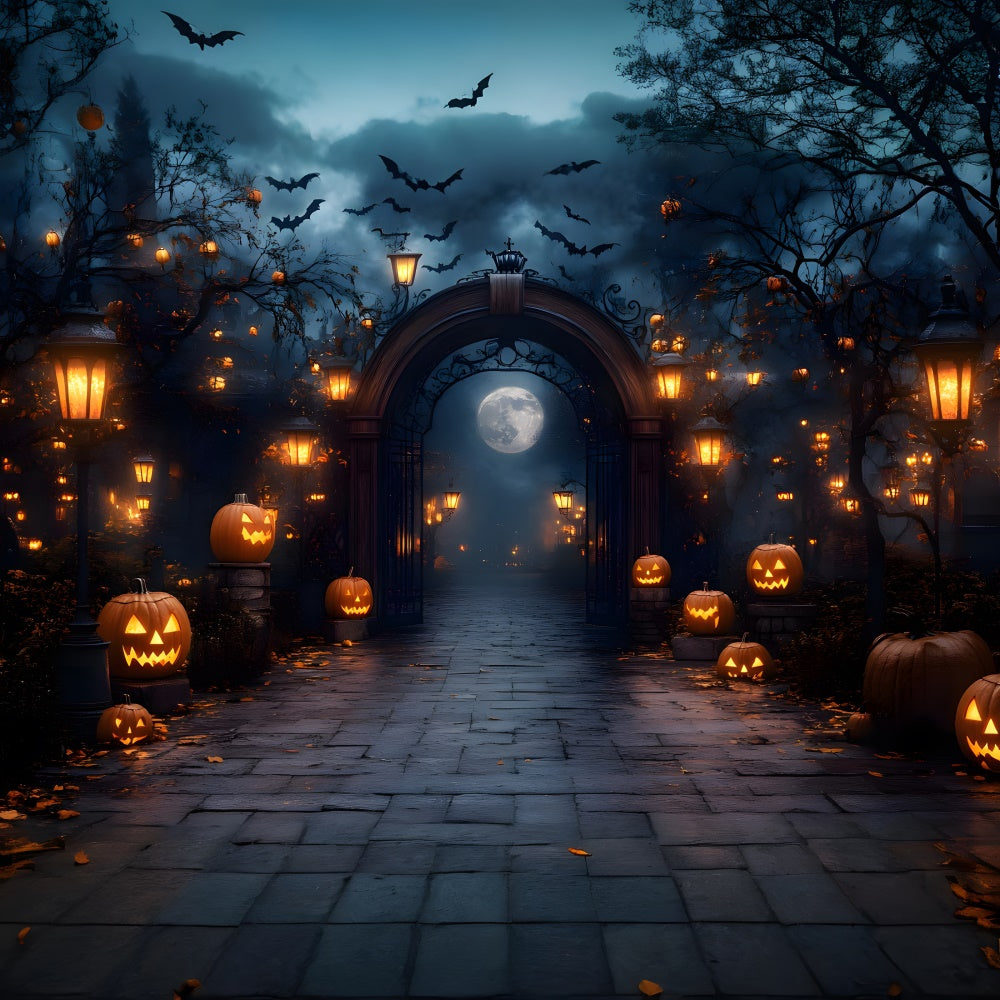 Halloween Nacht leuchtende Kürbislaternen Hintergrund RR8-379