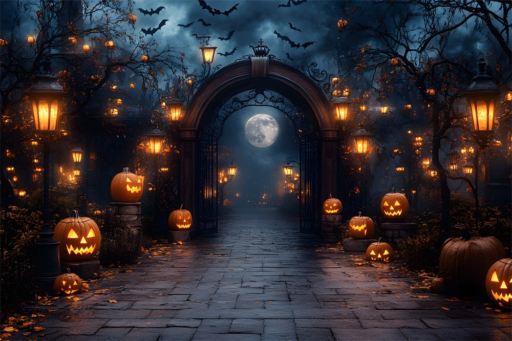 Halloween Nacht leuchtende Kürbislaternen Hintergrund RR8-379