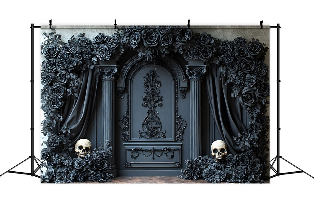 Halloween Schwarze Rose Retro Wandvorhang Hintergrund RR8-381