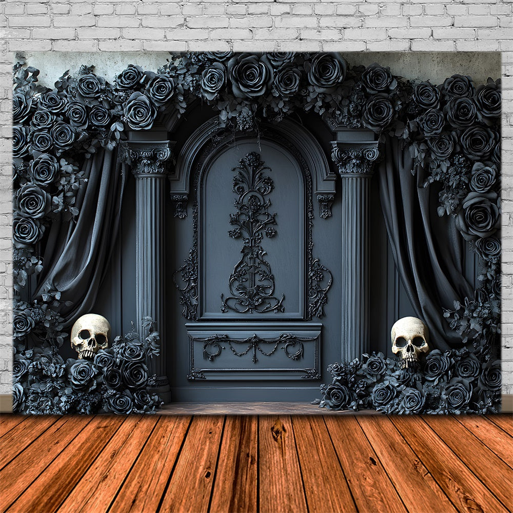 Halloween Schwarze Rose Retro Wandvorhang Hintergrund RR8-381
