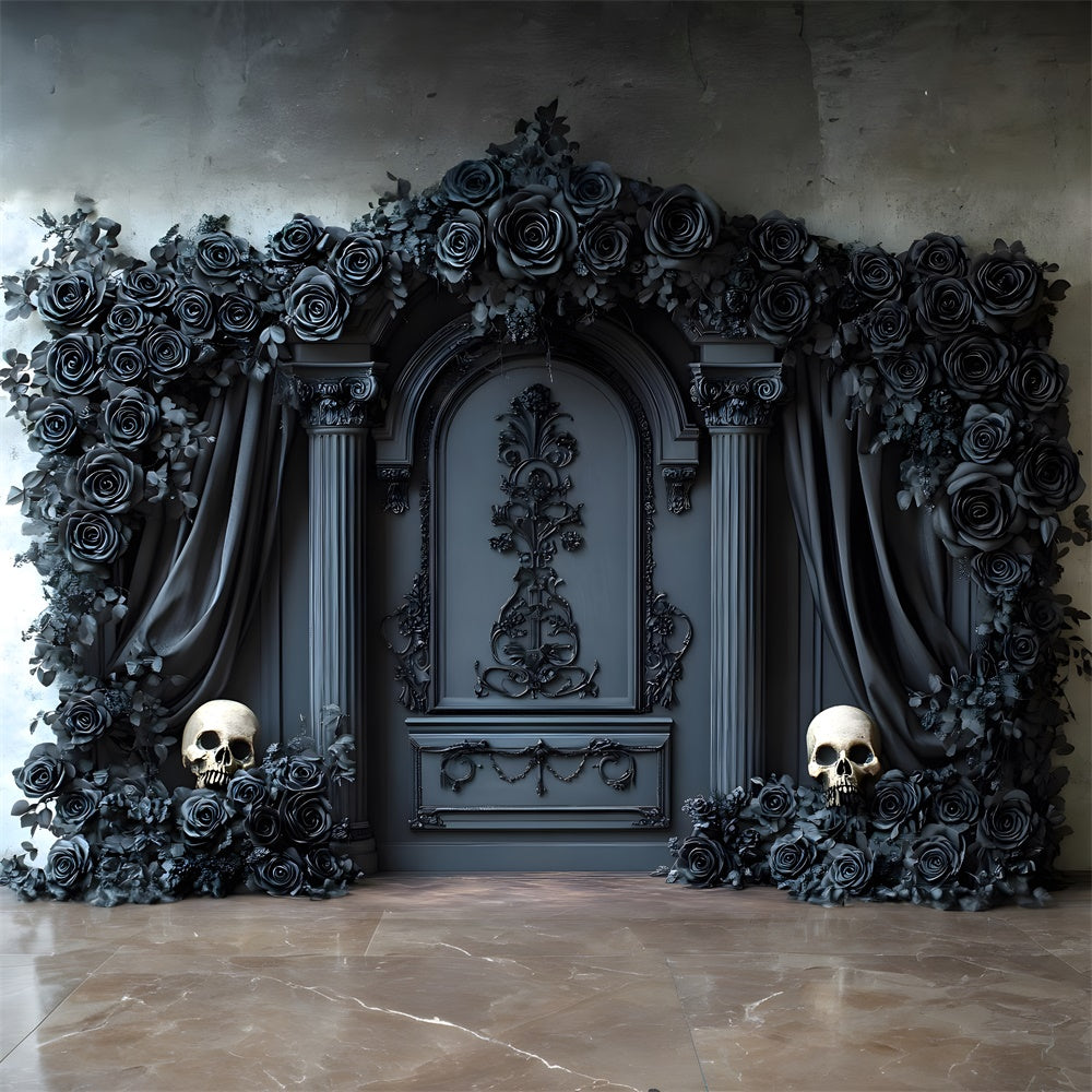 Halloween Schwarze Rose Retro Wandvorhang Hintergrund RR8-381