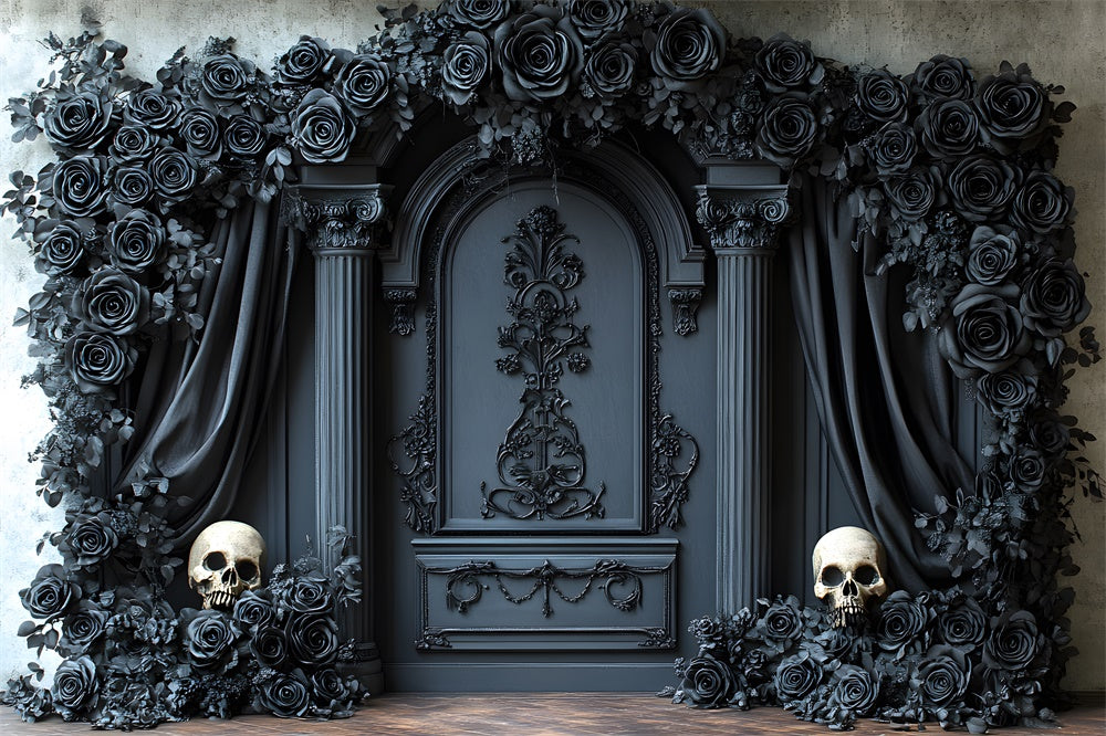 Halloween Schwarze Rose Retro Wandvorhang Hintergrund RR8-381